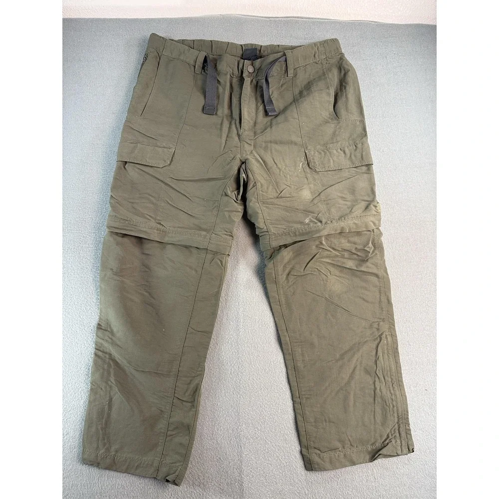 The North Face Pants Mens L Short Green Convertible Nylon Elastic Waist Hiking